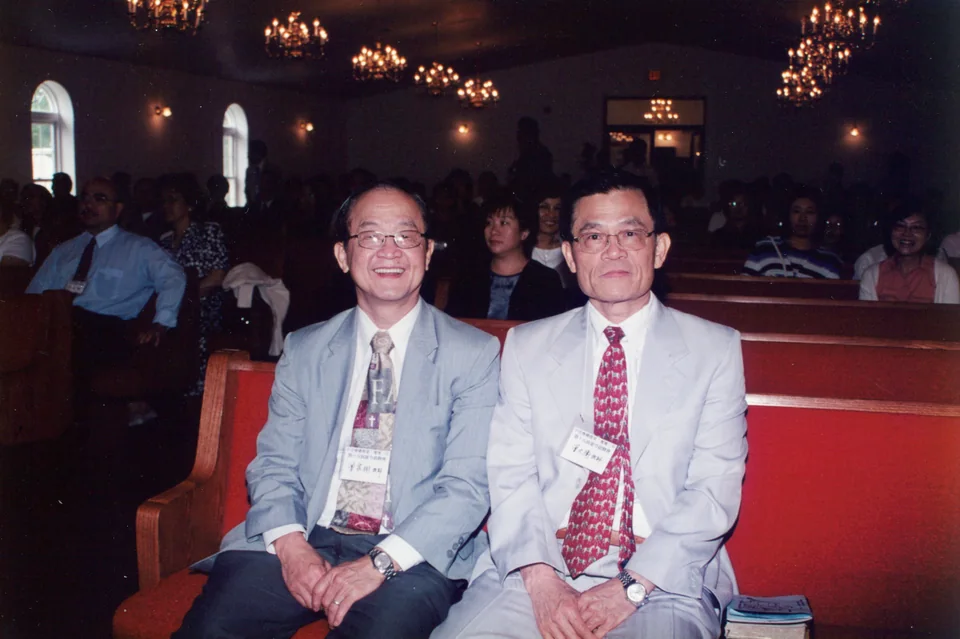 David and his brother Gabriel, preparing to go to China on mission, 2003. Sixty years earlier they were the two babies in the baskets. Identified by Angell.