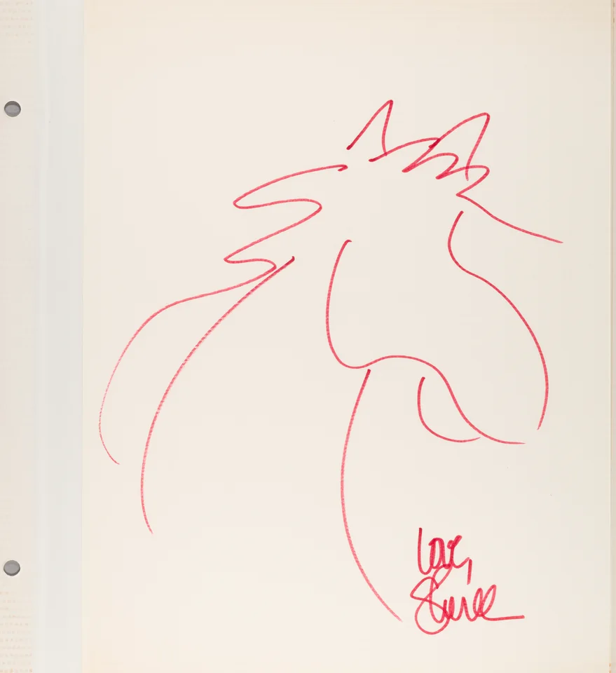 A horse in a single red line.